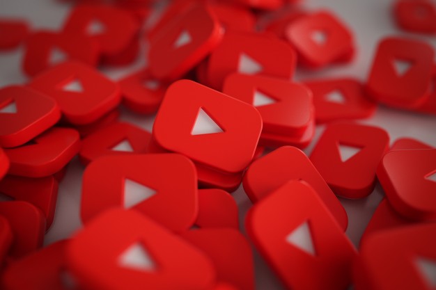 Pile of red 3d play button